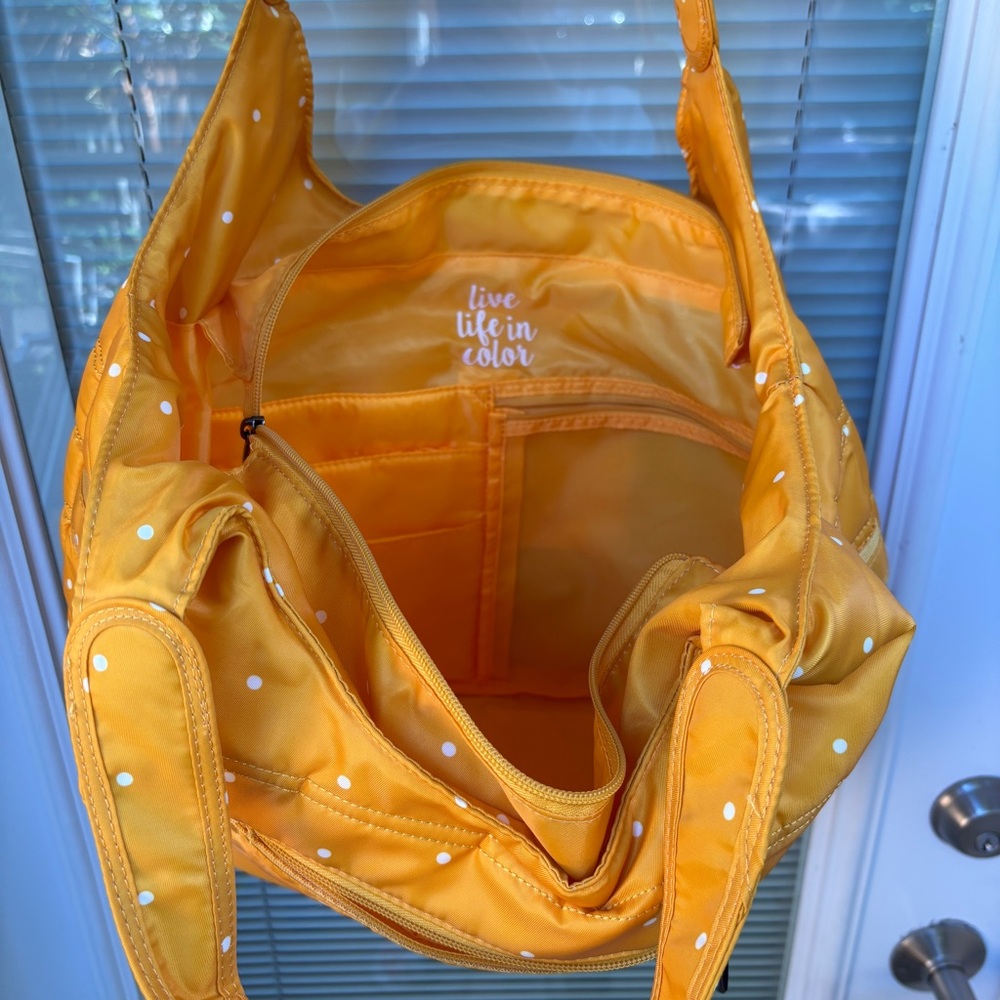 NWT LUG Gondola Slouch Tote Yellow Dot Marigold Travel  Bag Purse - Picture 11 of 15